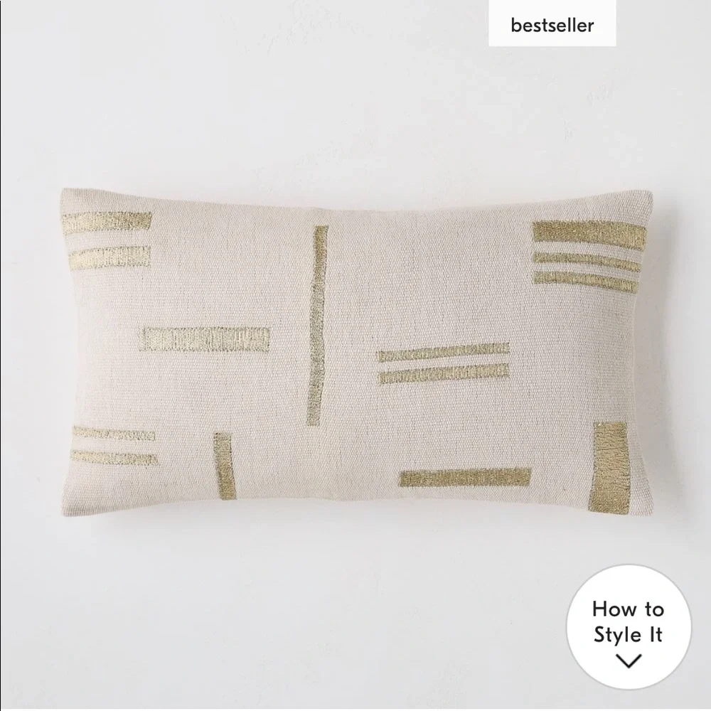 West elm Embroidered Metallic Blocks Pillow Cover